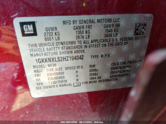 1GKKNXLS2HZ194042 GMC Acadia Denali