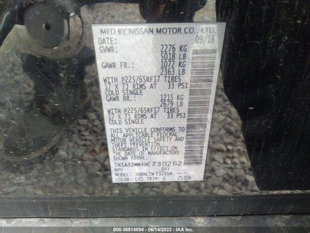 Nissan ROGUE SV 2017 5N1AT2MM4HC730262 Image 9