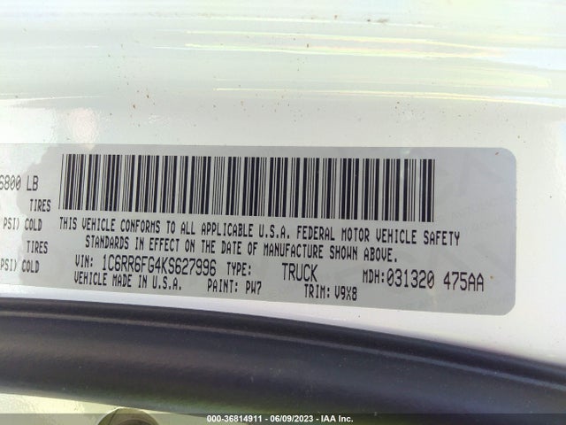 1C6RR6FG4KS627996 RAM 1500 Classic Tradesman