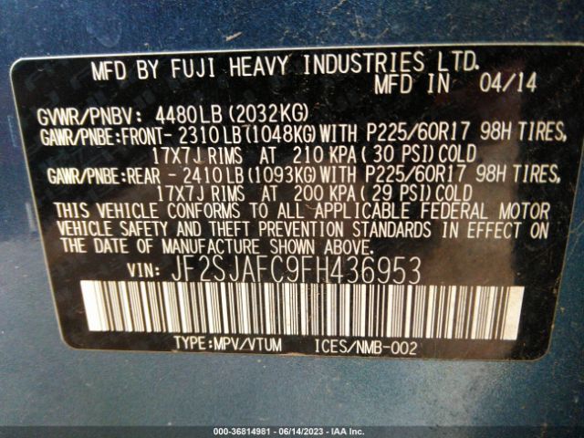 JF2SJAFC9FH436953 Subaru Forester 2.5i Premium