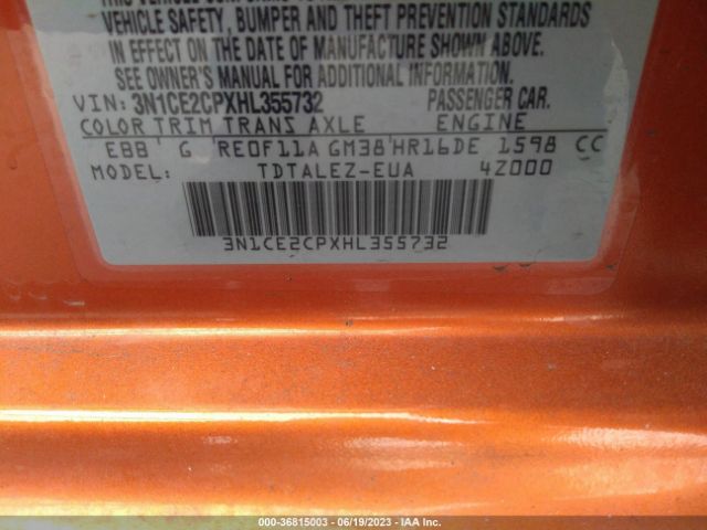 3N1CE2CPXHL355732 Nissan Versa Note Sl