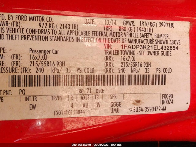 Ford FOCUS SE 2014 1FADP3K21EL432654 Image 10