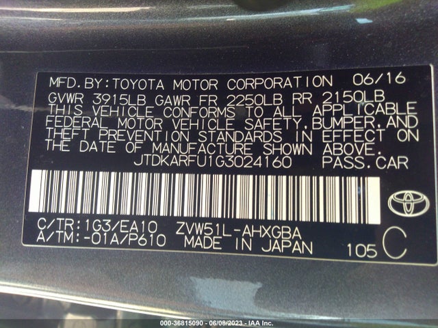 Toyota Prius Four 2016 JTDKARFU1G3024160 Image 10