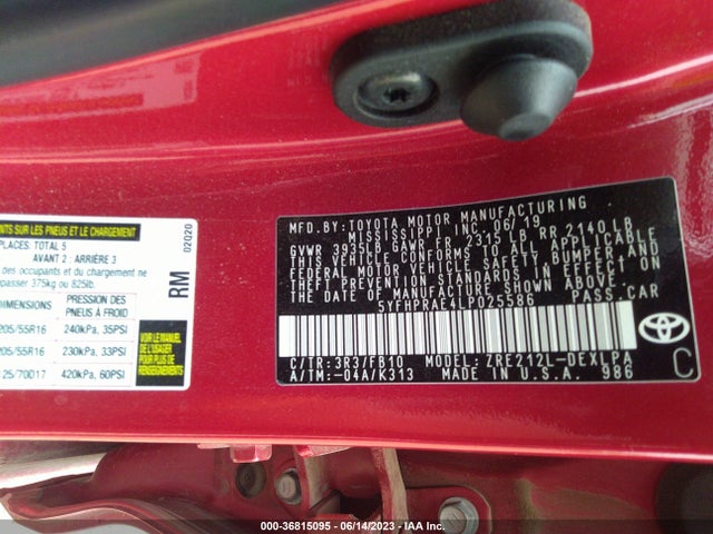Toyota COROLLA LE 2020 5YFHPRAE4LP025586 Image 16