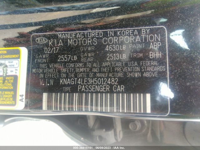 KNAGT4LE3H5012482 KIA Optima Hybrid Base