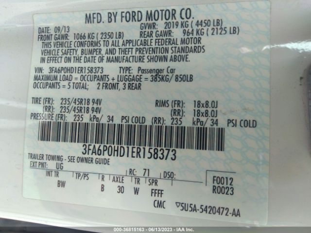 3FA6P0HD1ER158373 Ford FUSION SE