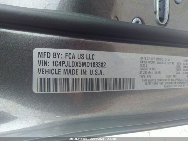 2021 JEEP CHEROKEE LIMITED VIN: 1C4PJLDX5MD183382