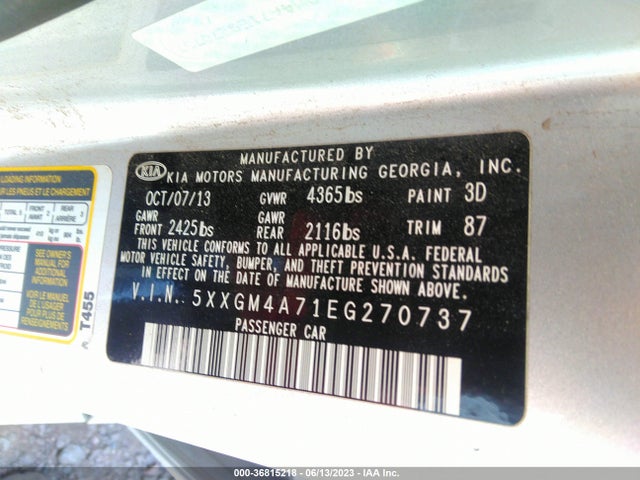 KIA Optima Lx 2014 5XXGM4A71EG270737 Image 10