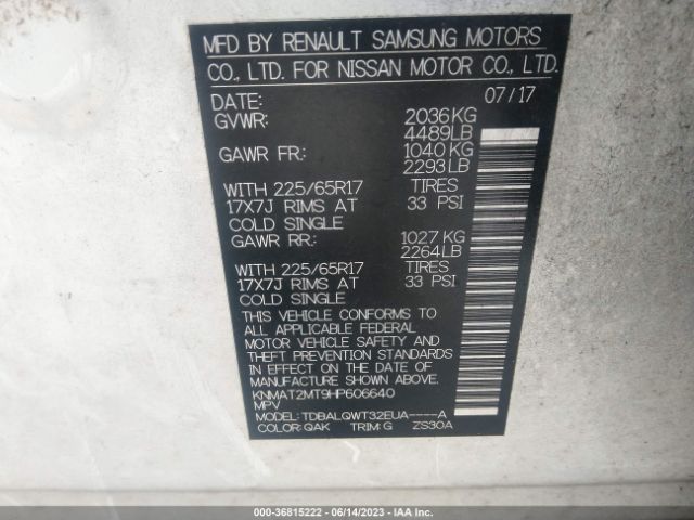 KNMAT2MT9HP606640 Nissan ROGUE SV