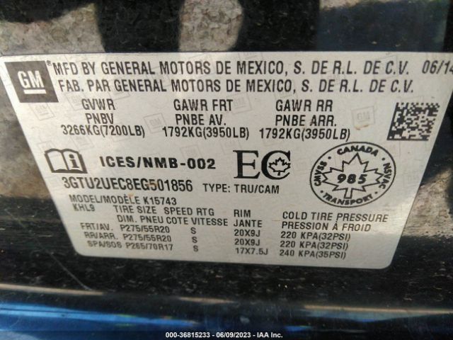 3GTU2UEC8EG501856 GMC Sierra 1500 Sle