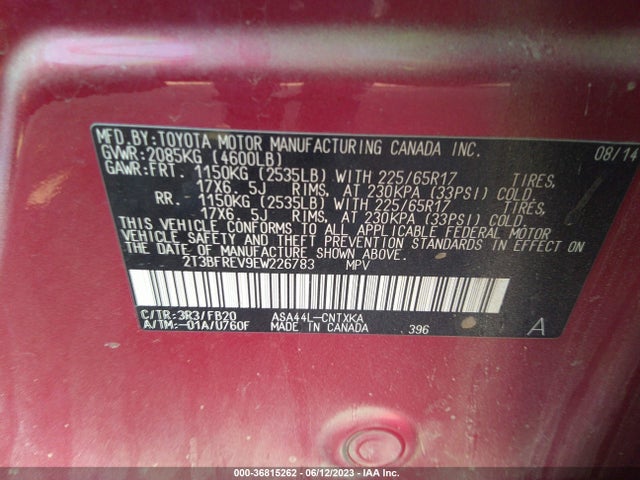 Toyota RAV4 LE 2014 2T3BFREV9EW226783 Image 15