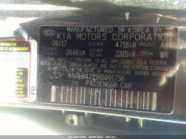 KNALB4J10H5091756 KIA Cadenza Premium