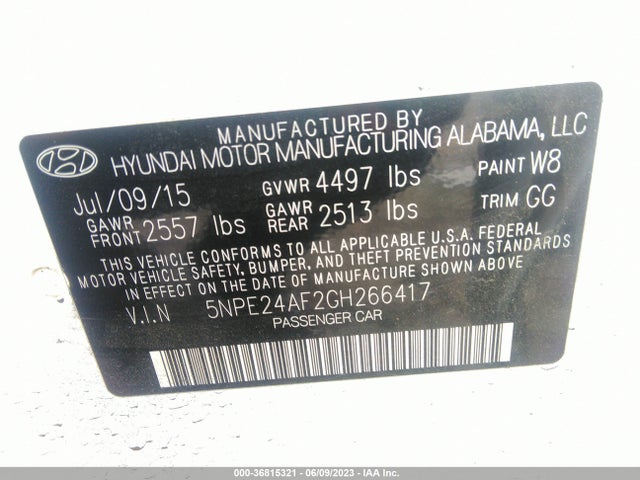 Hyundai Sonata 2.4l Se 2016 5NPE24AF2GH266417 Image 10