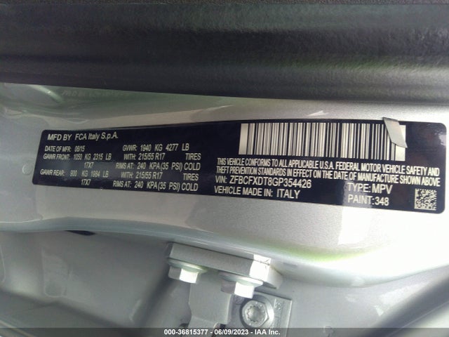 ZFBCFXDT8GP354426 Fiat 500x Lounge