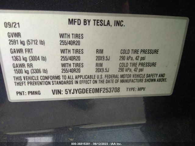 5YJYGDEE0MF253708 Tesla Model Y Long Range