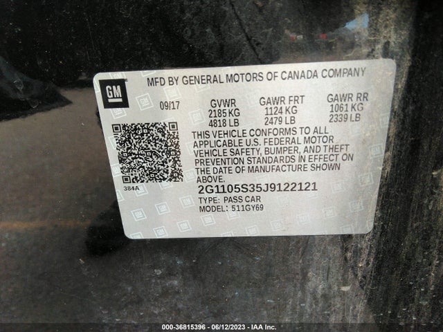Chevrolet IMPALA LT 2018 2G1105S35J9122121 Image 9