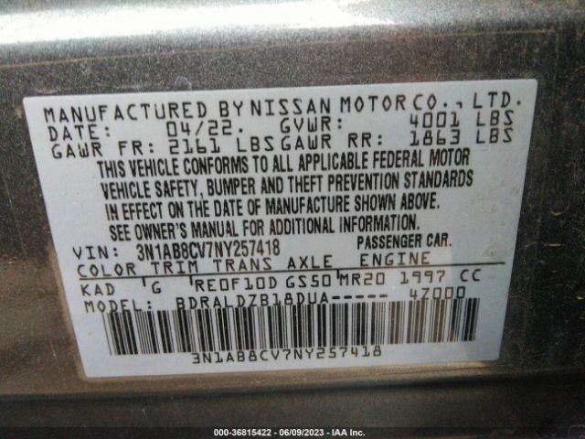 3N1AB8CV7NY257418 Nissan SENTRA SV