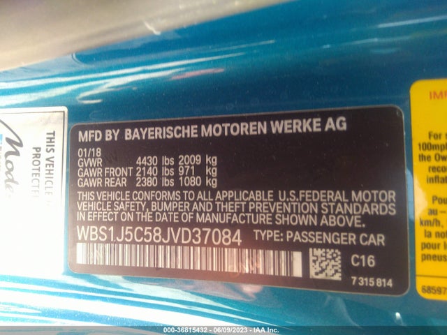 2018 BMW M2, VIN: WBS1J5C58JVD37084