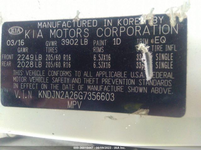 KNDJN2A26G7356603 KIA Soul Base