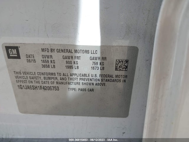 Chevrolet SONIC LS 2015 1G1JA6SH1F4206753 Image 9