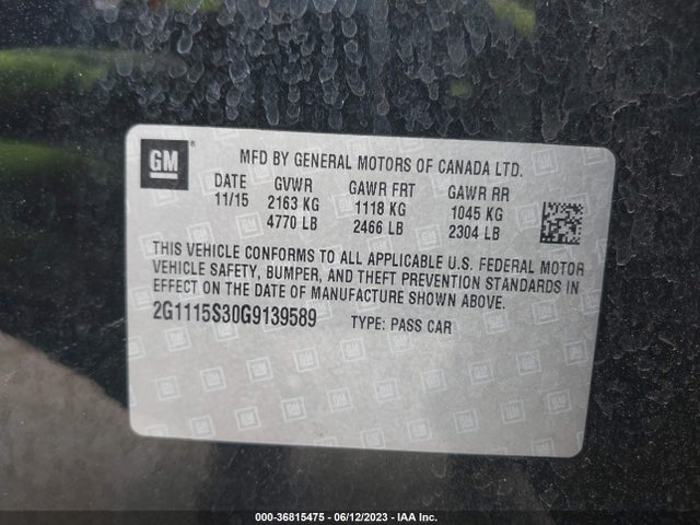 Chevrolet IMPALA LT 2016 2G1115S30G9139589 Image 15