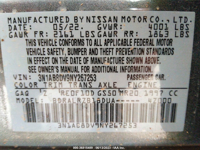 Nissan SENTRA SR 2022 3N1AB8DV9NY267253 Image 9