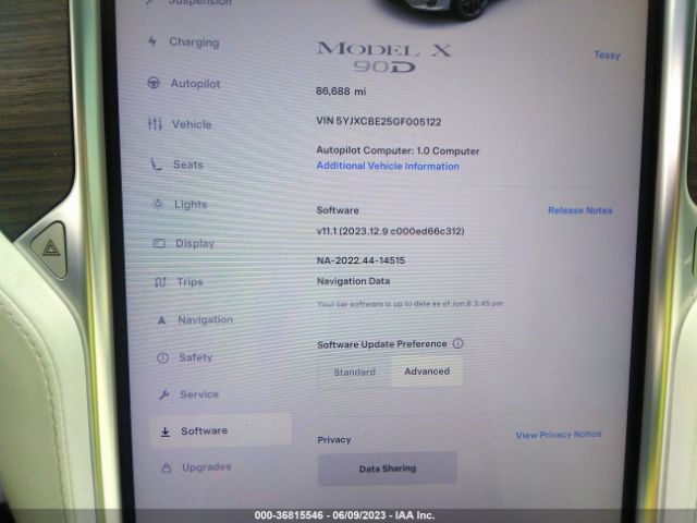 5YJXCBE25GF005122 Tesla Model X 70d/90d/75d/60d/p100d
