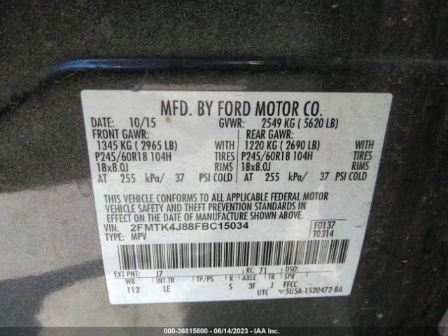 2FMTK4J88FBC15034 Ford EDGE SEL