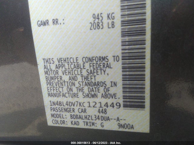 Nissan Altima 2.5 Sv 2019 1N4BL4DV7KC121449 Image 16