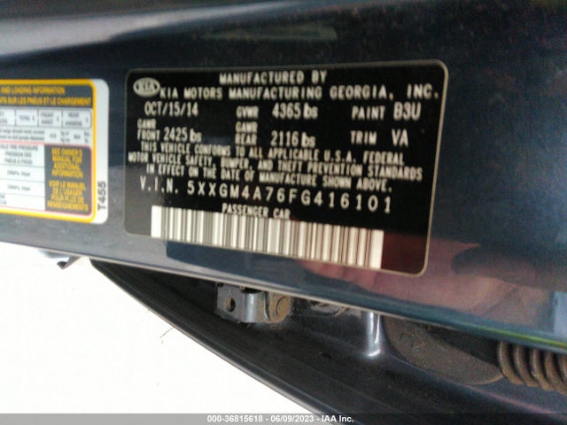 KIA Optima Lx 2015 5XXGM4A76FG416101 Image 9