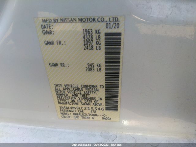 1N4BL4BV9LC215546 Nissan Altima 2.5 S