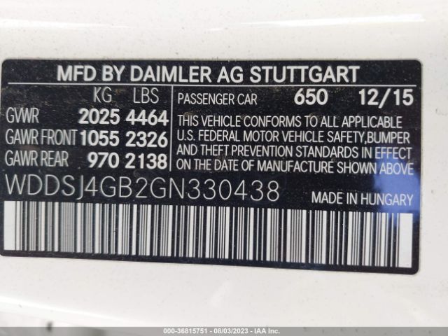WDDSJ4GB2GN330438 Mercedes-Benz Cla Cla 250