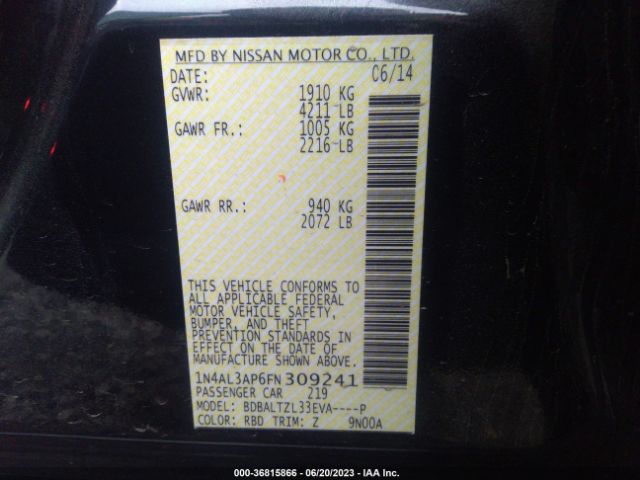 1N4AL3AP6FN309241 Nissan Altima 2.5 Sl