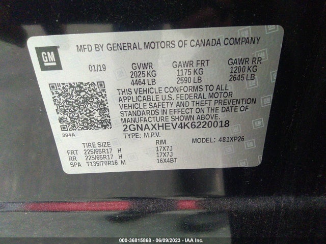 Chevrolet EQUINOX LS 2019 2GNAXHEV4K6220018 Image 15