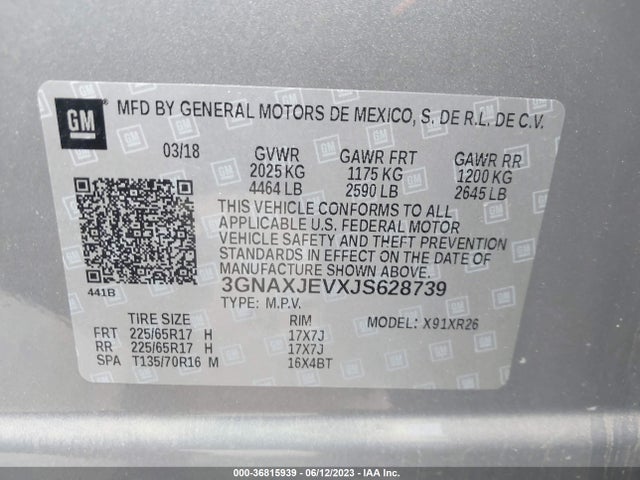 Chevrolet EQUINOX LT 2018 3GNAXJEVXJS628739 Image 9