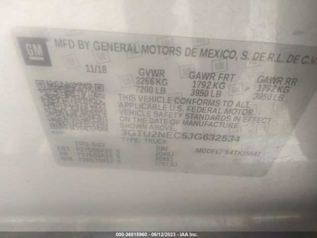 3GTU2NEC5JG632534 GMC Sierra 1500 Slt