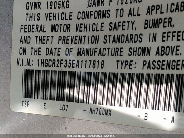 Honda Accord 2014 1HGCR2F35EA117818 Image 21