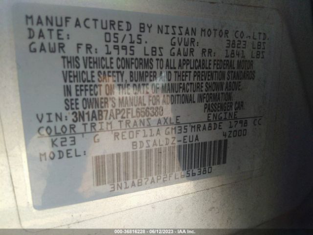 3N1AB7AP2FL656380 Nissan SENTRA S