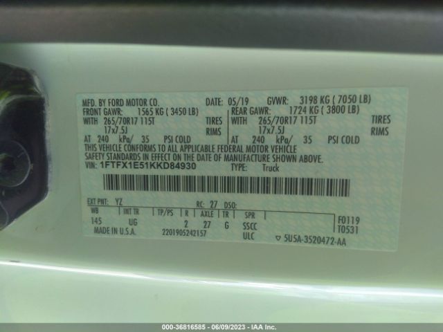 1FTFX1E51KKD84930 Ford F-150 Xl/xlt/lariat