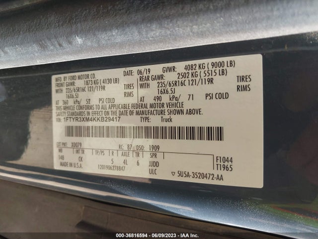 1FTYR3XM4KKB29417 Ford TRANSIT VAN