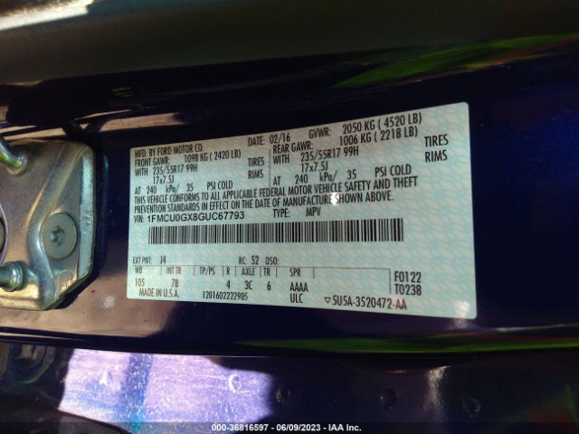 1FMCU0GX8GUC67793 Ford ESCAPE SE