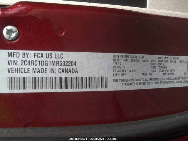 Chrysler Voyager Lxi 2021 2C4RC1DG1MR532204 Image 9