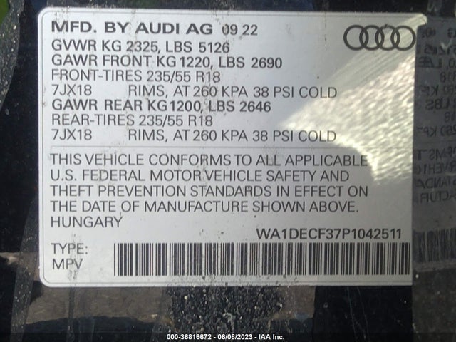 2023 Audi Q3, VIN: WA1DECF37P1042511