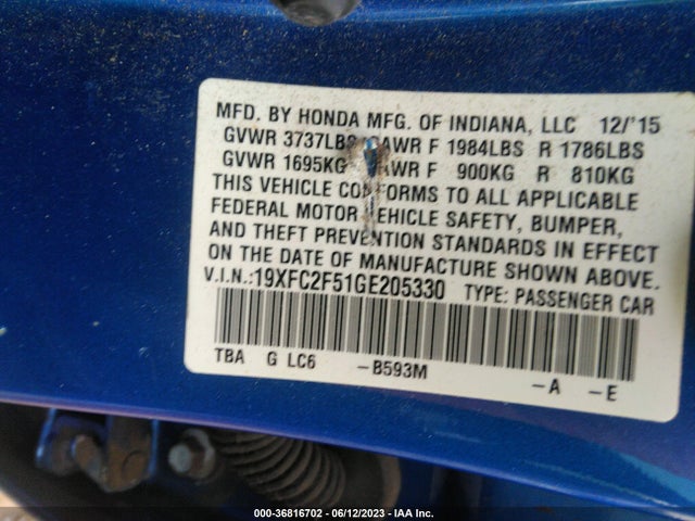 Honda Civic Sedan Lx 2016 19XFC2F51GE205330 Image 9