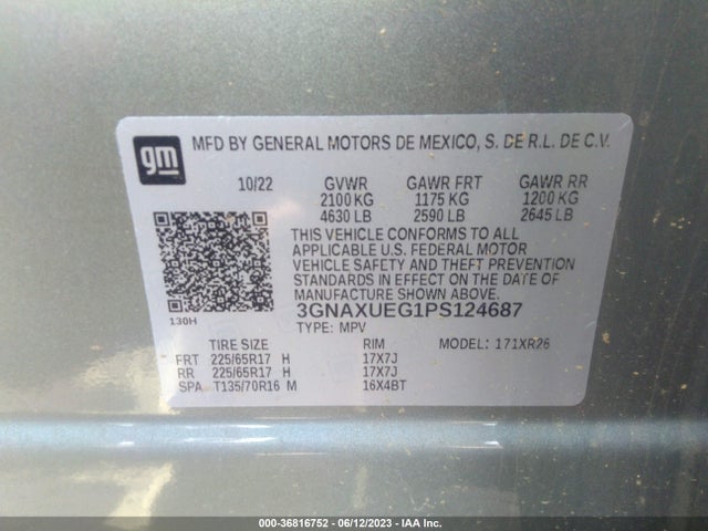 Chevrolet EQUINOX LT 2023 3GNAXUEG1PS124687 Image 9