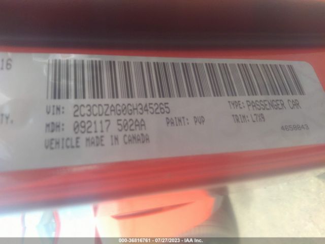 2C3CDZAG0GH345265 Dodge Challenger Sxt