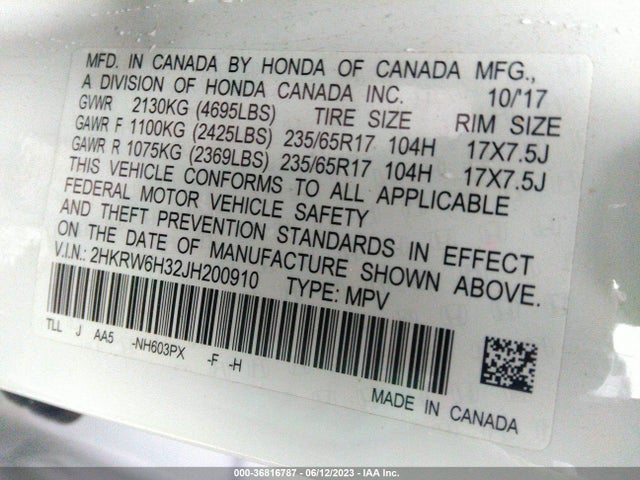 Honda CR-V LX 2018 2HKRW6H32JH200910 Image 9
