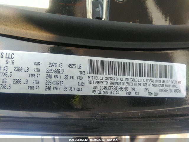 1C4NJDEB9GD795783 Jeep Compass High Altitude Edition