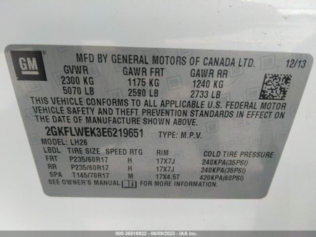 2GKFLWEK3E6219651 GMC Terrain Sle