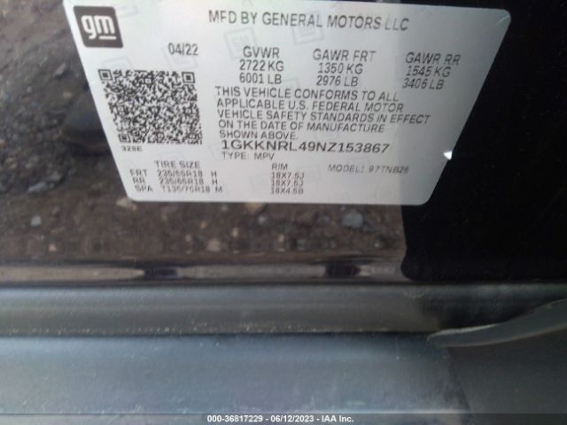 1GKKNRL49NZ153867 GMC ACADIA SLE